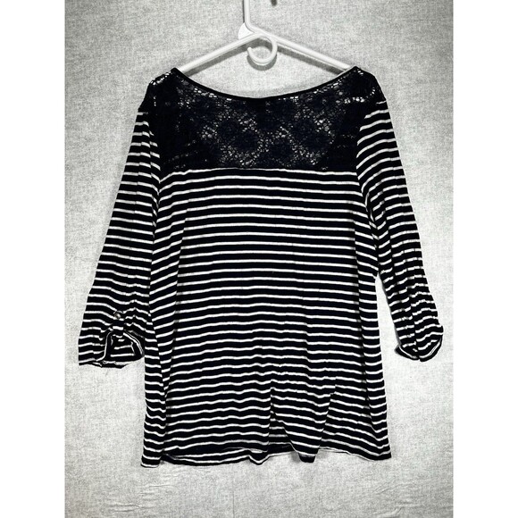 Espresso Brand 3/4 Button Tab Sleeve Navy Blue Nautical Top Womens Plus Size 1X - Picture 4 of 9